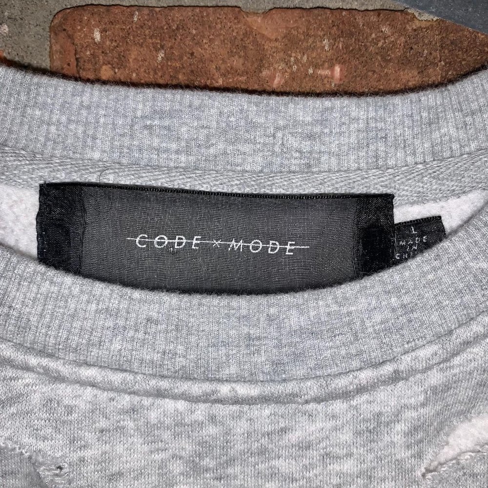 Code Mode Gray Distressed Oversized Sweatshirt L - image 5
